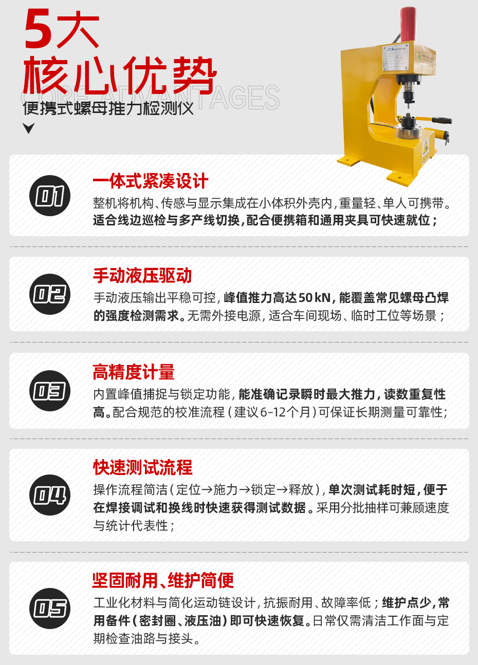 便攜式螺母推力檢測(cè)儀核心優(yōu)勢(shì)