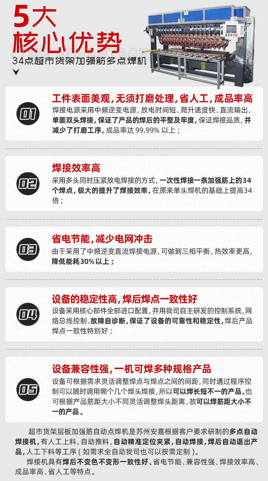 34點超市貨架加強筋多點焊機核心優勢