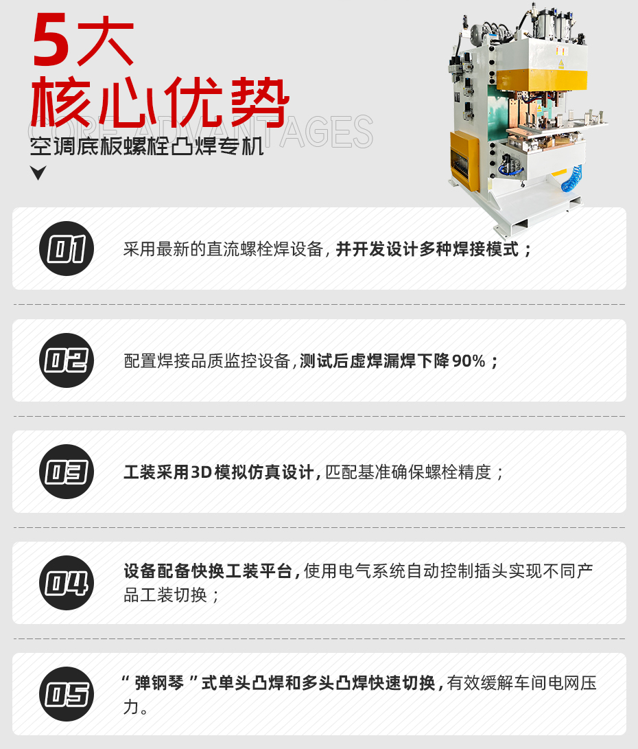 空調(diào)底板螺栓凸焊專機(jī)核心優(yōu)勢(shì)