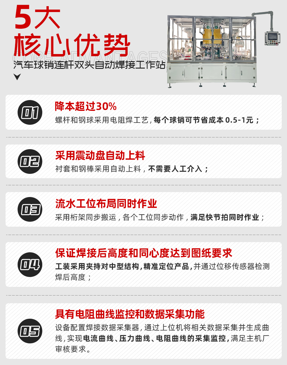 汽車球銷連桿雙頭自動焊接工作站詳情核心優勢